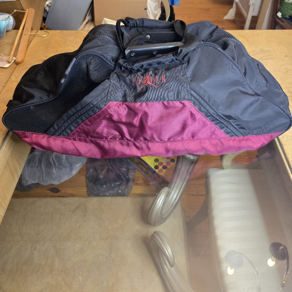 Vintage Nike Air Jordan Vented Duffel Bag Maroon & Black